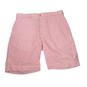 Alan Flusser Men’s Red & White Seersucker Shorts Size 36 NWT/NEW‎